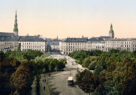 Kalkstrasse and the promenade, Riga, Russia, (i.e., Latvia) ca. 1890-1900