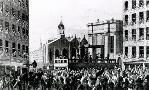 Execution of the notorious William Burke the murderer, who supplied Dr. Knox with subjects ca. 1829