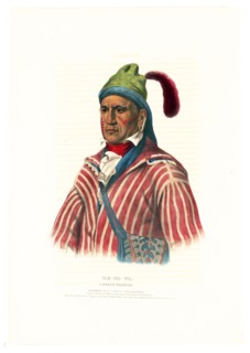 Antique Native American Print - Me-Na-Wa. A Creek warrior ca. 1837
