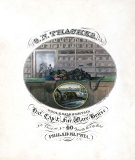 19th Century Advertisement - O.N. Thacher, Hat, Cap & Fur Ware-House Wholesale & retail