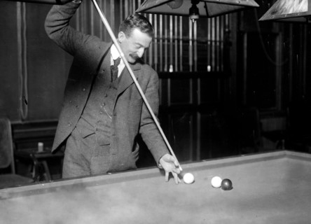 Photo shows Edouard Roudil, French billards player, possibly at championship game with Edward Gardner, reported in New York Times, Feb. 18, 1912.