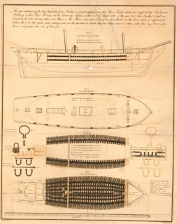 The representation of the brig vigilante, from Nantes, a vessel employed in the slave trade, which was captured by Lieutenant Mildmay in the River Bonny, on the coast of Africa, on the 15th of April 1...