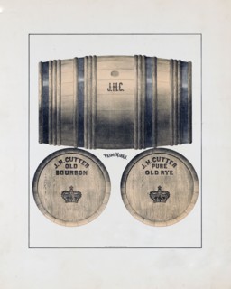 J.H. Cutter old bourbon. J.H. Cutter pure old rye advertisment
