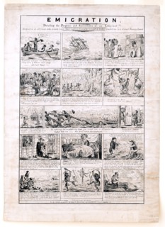 Emigration--Detailing the progress and vicissitudes of an emigrant cartoon ca. 1833