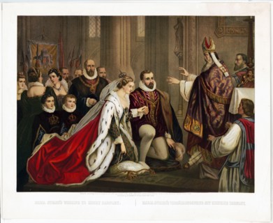 Maria Stuart's wedding to Henry Darnley lithograph