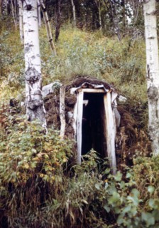 August 1972 - Doorway into underground room near Onion Portage, Alaska