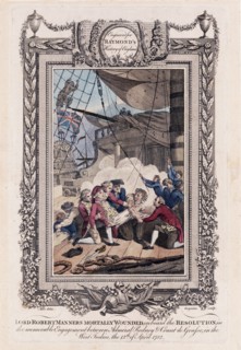 Lord Robert Manners mortally wounded, on board the Resolution - British Naval Officer
