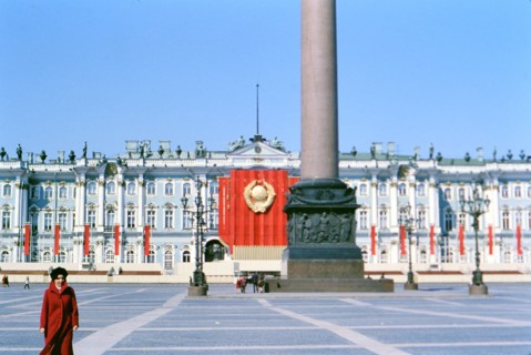 Alexander Column in Palace Square in front of the Winter Palace in St. Petersburg 1970s - 1978