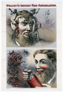 Wolcott's instant pain annihilator advertisement ca. 1863