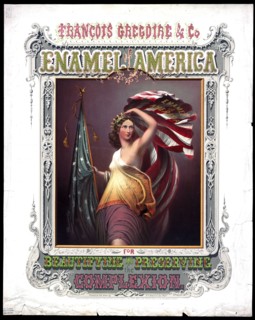 François Gregoire & Co. enamel of America for beautifying and preserving the complexion ca. 1866