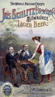 The whole nation enjoys Jos Schlitz Brewing Cos' Milwaukee lager beer advertisement ca. 1888