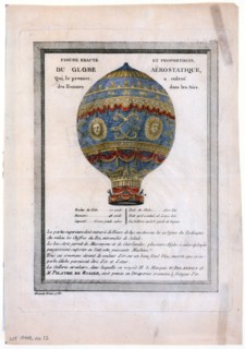 balloon used by Jean François Pilâtre de Rozier and the Marquis d'Arlandes in ascent from Paris, October 19, 1783, reaching an altitude of 330 ft