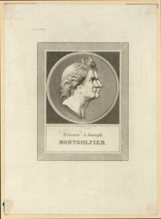 Bust-length double profile portrait of the Montgolfier brothers, French ballonists. After the gold medal designed by Houdon