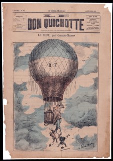 Le lest -  Charles Gilbert Martin - French cartoon shows Marianne (symbol of France) in a balloon labeled R.F. ca 1875