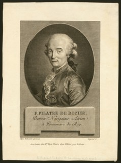 Oval head-and-shoulders portrait of French balloonist Jean-François Pilâtre de Rozier, who took the first balloon flight in 1783.