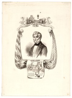 portrait of Italian balloonist Luigi Piana. Includes a map of his various balloon ascents from Rome