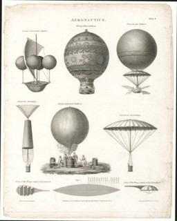 Technical illustration shows early balloon designs Lana's aeronautic machine - 1818