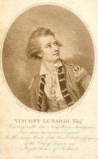 Vincent Lunardi Esqr., secretary to the late Neapolitan ambassador, first aerial traveller in England. An honorary member of the Honble.