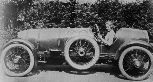 Katherine Drexel Dahlgren in her racing auto ca. 1910-1915