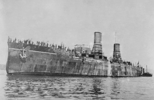 Italian battleship Andrea Doria which served in World War I and II ca. 1910-1915