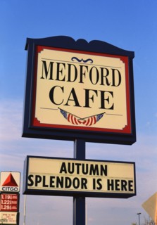 Signage: Medford Cafe sign in Medford Wisconsin ca. 1994