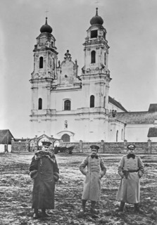 German soldiers outside a Russian church in Suwalki, Poland during World War I ca. 1914-1915