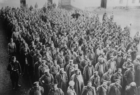 Russian soldiers taken prisoner by the Austro-Hungarian army at Przemysl Fortress, Przemysl, Austro-Hungarian Empire (now in Poland) during World War I ca. 1914-1915