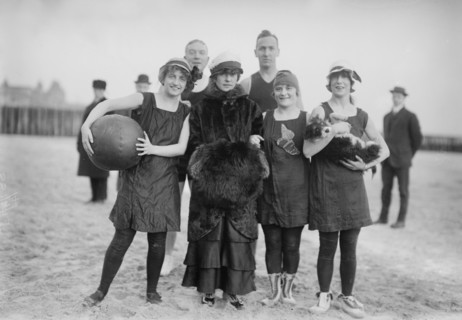 Family portrait on the beach at Coney Island ca. January 1915