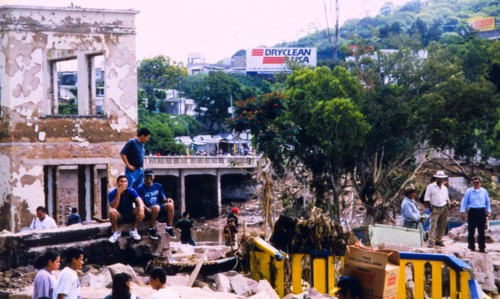 Flood damage along the Choluteca River caused by Hurricane Mitch - Tegucigalpa Honduras ca. November 1998