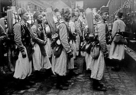 Algerian soldiers in Europe during World War I ca. 1914-1915