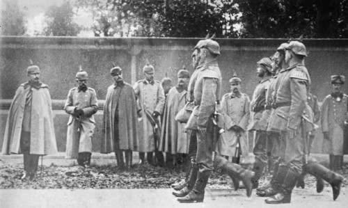Kaiser Wilhelm II (1859-1941), the last German Emperor and King of Prussiam reviewing troops during World War I ca. 1914-1915