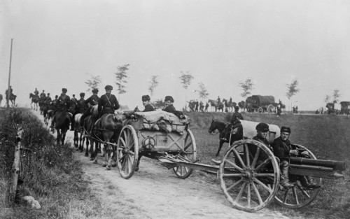 Belgian soldiers going to the front during World War I ca. 1914-1915