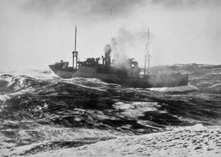 World War II North Atlantic convoy duty Merchant vessel as seen from U.S.S. GREER (DD-145) ca. June 1943