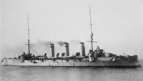 Russian Crusier Oleg, the 4th and final Bogatyr-class protected cruiser built for the Imperial Russian Navy ca. 1910-1915