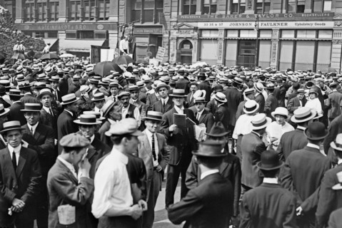 Socialist anti-war rally against World War I in Union Square, New York City ca. August 1914