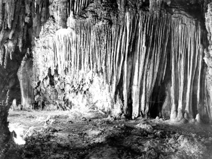 This photo was taken in 1923 inside Carlsbad Caverns National Park, New Mexico shows a wall in the chambers known as Shinav's Wigwam