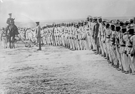 Federal troops at Torreon, Mexico during the Mexican Revolution. Man on horse is possibly General José Refugio Velasco ca. April 1914