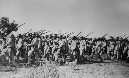 Soldiers marching during the Mexican Revolution ca. 1910-1915