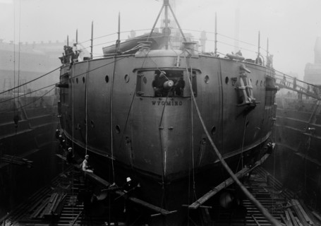 U.S.S. Wyoming Battleship in dock ca. 1910-1915