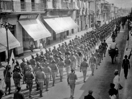 American troops during the U.S. occupation of Veracruz, Mexico which took place during the Mexican Revolution. The U.S. troops entered the city on April 21, 1914 and stayed through November 1914