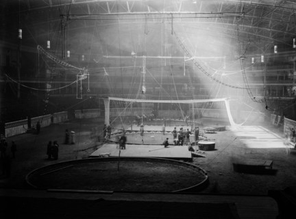 Interior of Madison Square Garden, New York City, preparing for circus week - March 21, 1913