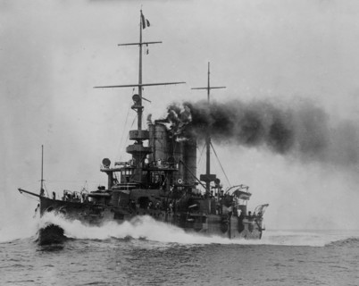 The Austrian battleship Erzherzog Ferdinand Max underway ca. December 1912