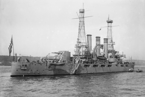 USS Nebraska (BB-14), a Virginia-class pre-dreadnought battleship ca. 1910-1915