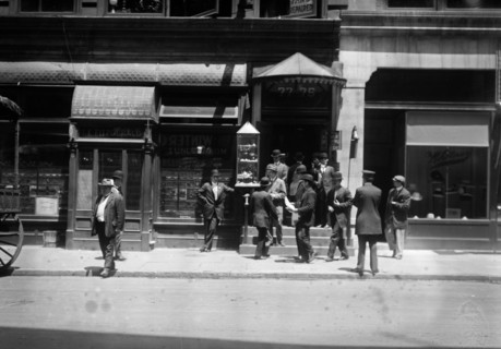 Striking waiters at their union headquarters ca. May 1912