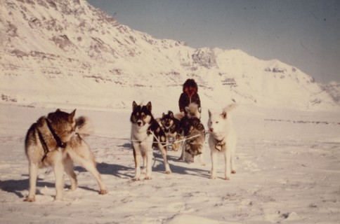 ca. 1975 - Sled trip, Gates of the Arctic, headwaters of the Anaktuvuuk River, Alaska