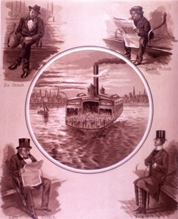 A ferry and its passengers ca. 1870s?