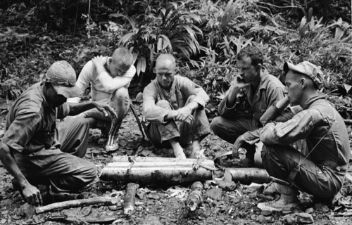 Some of NASA's sixteen astronauts participate in tropic survival training from June 3 through June 6, 1963, at Albrook Air Force Base, Canal Zone.