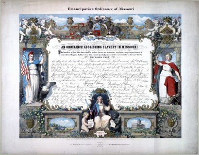 Emancipation Ordinance of Missouri. An ordinance abolishing slavery in Missouri ca. 1865