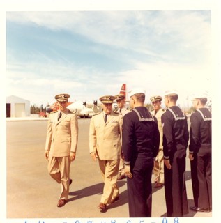 Air Station Annette, Alaska Original photo caption: 'USCG Air Station Annette Isl., Alaska, Inspection tour Admiral E. J. Roland, USCG, commandant, dedicating new family quarters. Admiral Roland inspe...