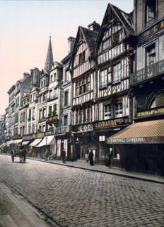 Old houses in rue St. Pierre, Caen, France ca. 1890-1900